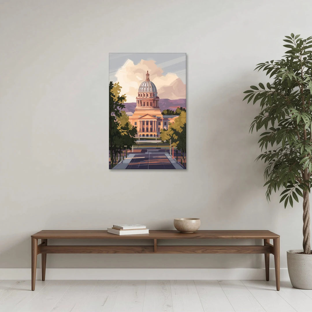 Boise Capitol Building View - Canvas Wall Art - Coffee Table - 24x36