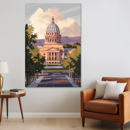 Boise Capitol Building View - Canvas Wall Art - Sofa - 40x60