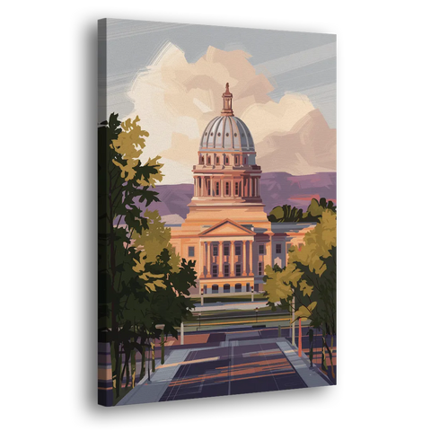 Boise Capitol Building View - Canvas Wall Art