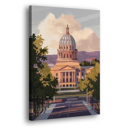 Boise Capitol Building View Side - Canvas Wall Art