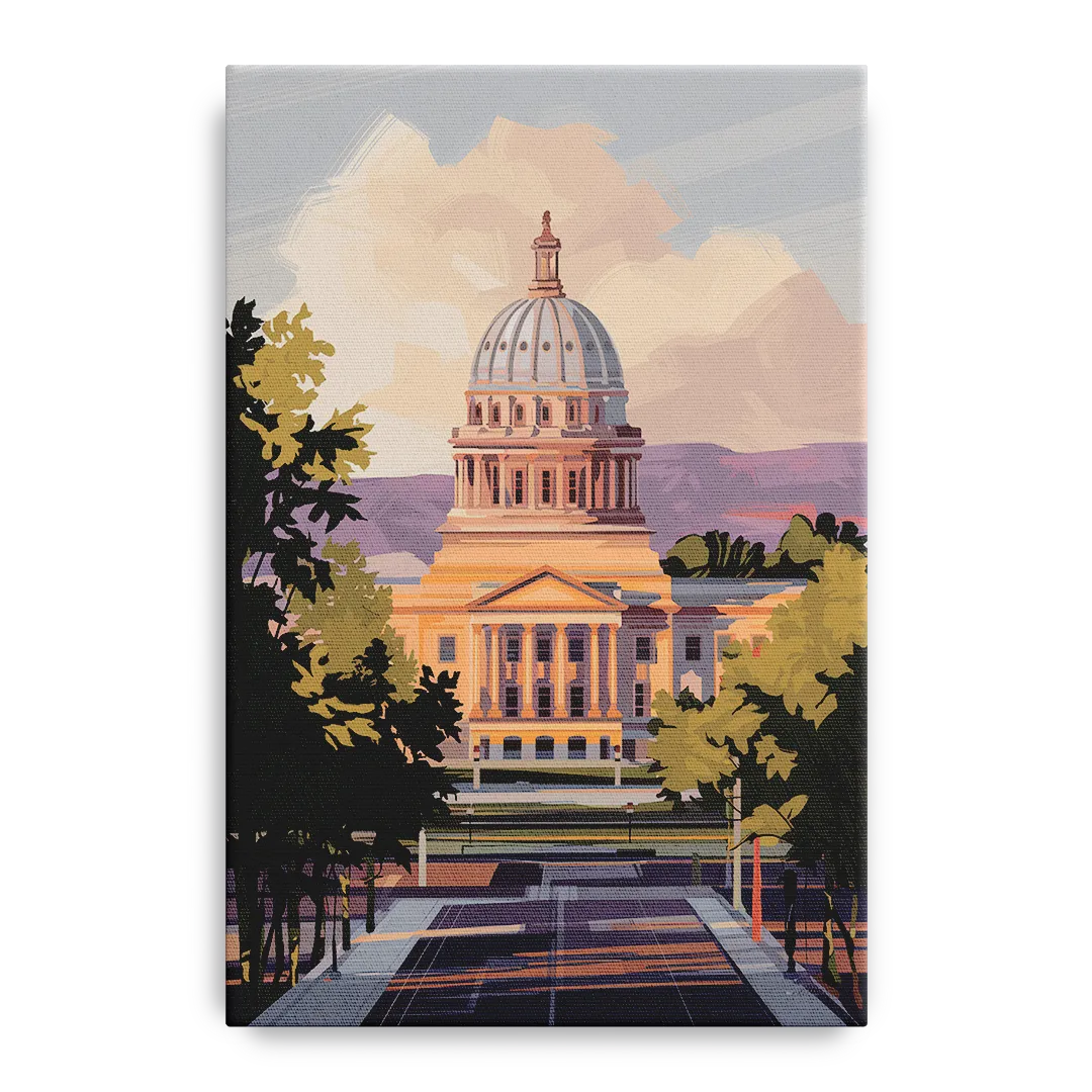 Boise Capitol Building View Front - Canvas Wall Art