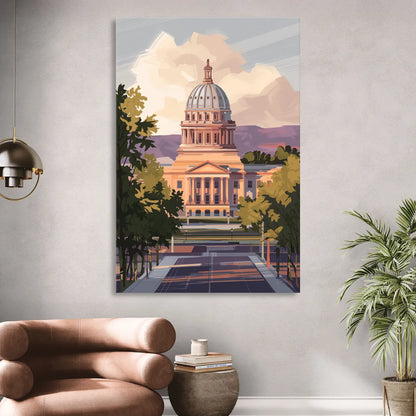Boise Capitol Building View Living Room - Canvas Wall Art