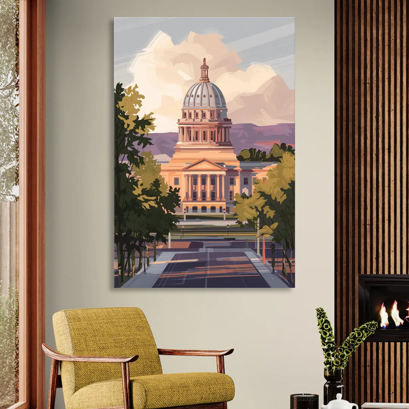 Boise Capitol Building View Sitting Room - Canvas Wall Art