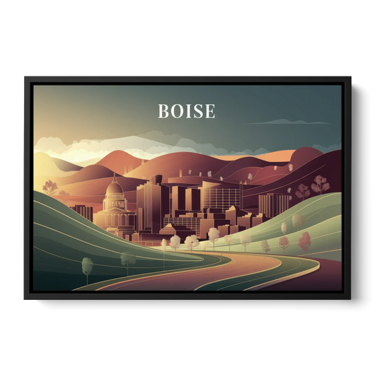 Boise Foothills Landscape - Black Framed Canvas Wall Art - Front