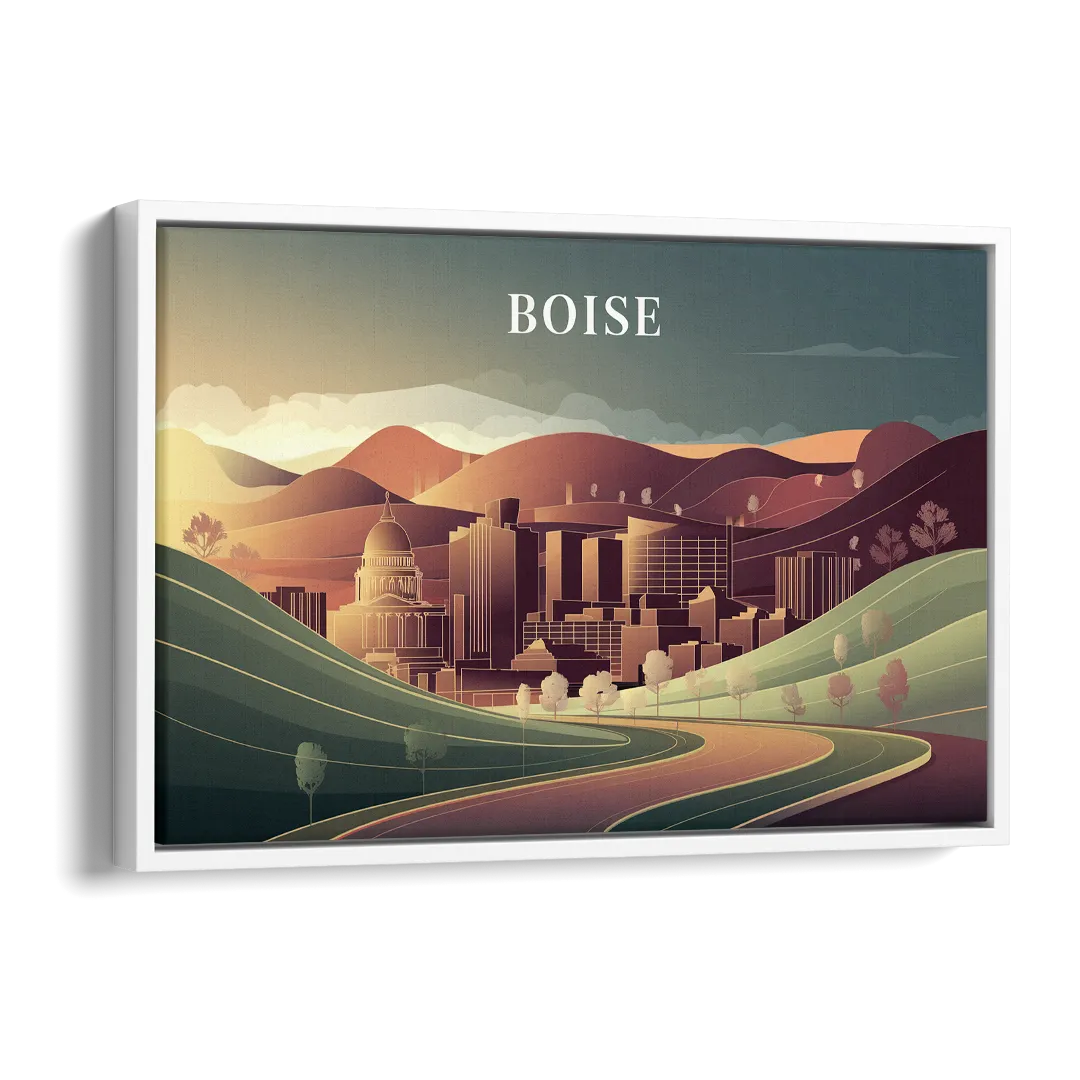 Boise Foothills Landscape Side - White Canvas Wall Art
