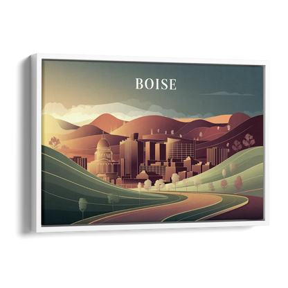 Boise Foothills Landscape Side - White Canvas Wall Art