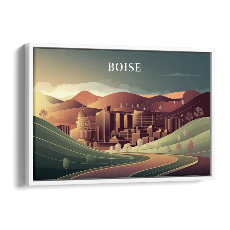 Boise Foothills Landscape Side - White Canvas Wall Art