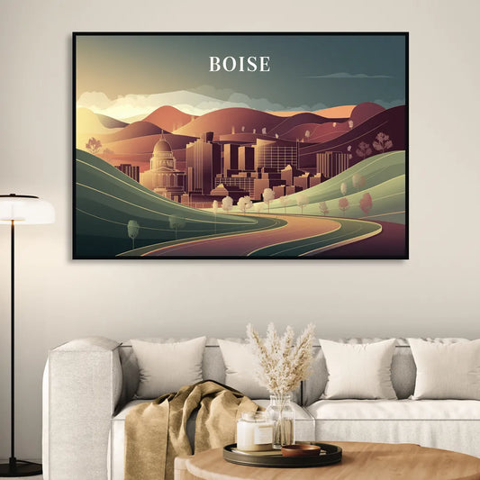 Boise Foothills Landscape Living Room - Black Canvas Wall Art