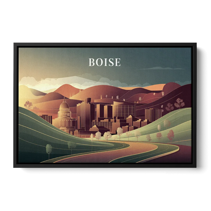 Boise Foothills Landscape Front - Black Canvas Wall Art