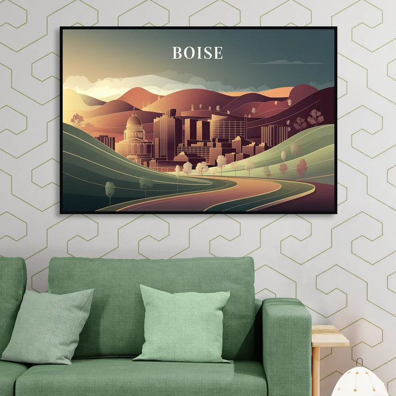 Boise Foothills Landscape Sitting Room - Black Canvas Wall Art