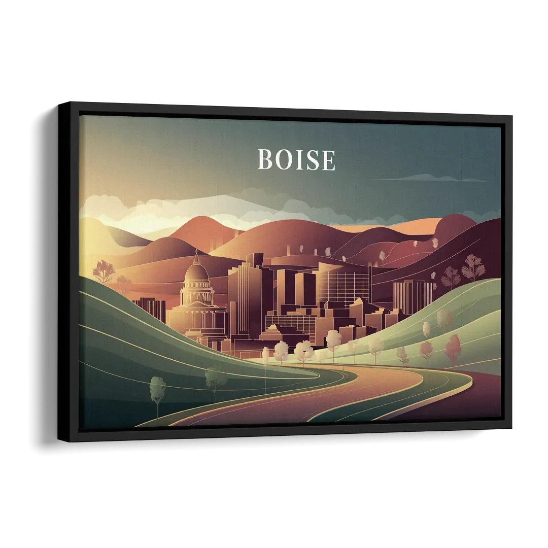 Boise Foothills Landscape Side - Black Canvas Wall Art