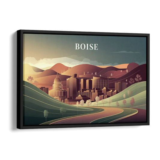 Boise Foothills Landscape Side - Black Canvas Wall Art