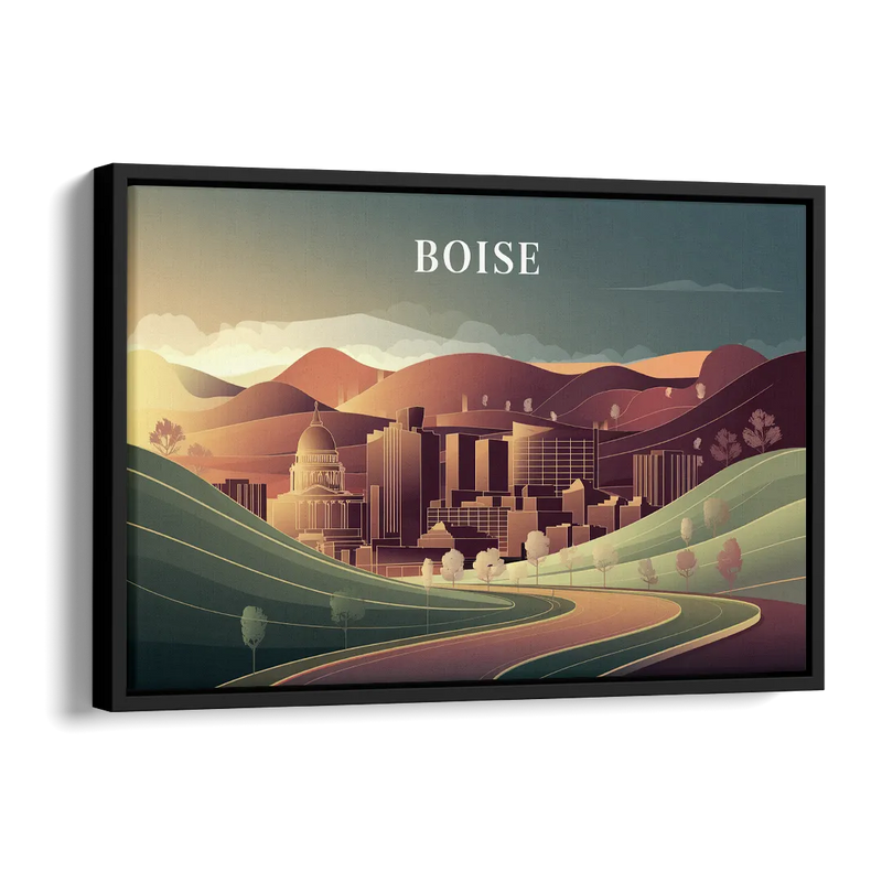 Boise Foothills Landscape Side - Black Canvas Wall Art