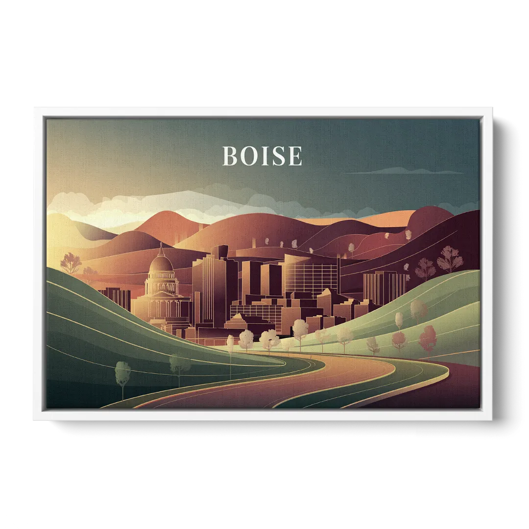 Boise Foothills Landscape Front - White Canvas Wall Art