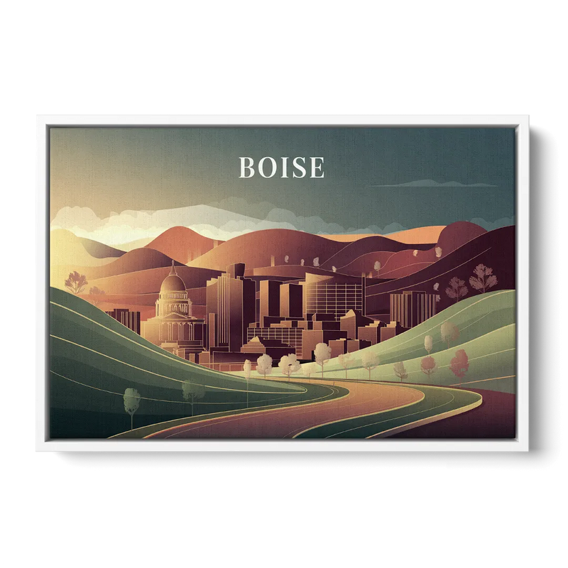 Boise Foothills Landscape Front - White Canvas Wall Art