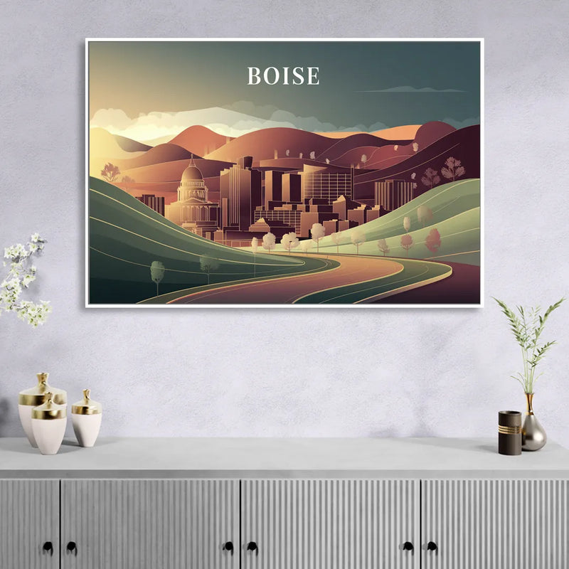 Boise Foothills Landscape Living Room - White Canvas Wall Art