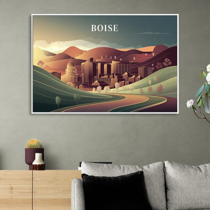 Boise Foothills Landscape Sitting Room - White Canvas Wall Art