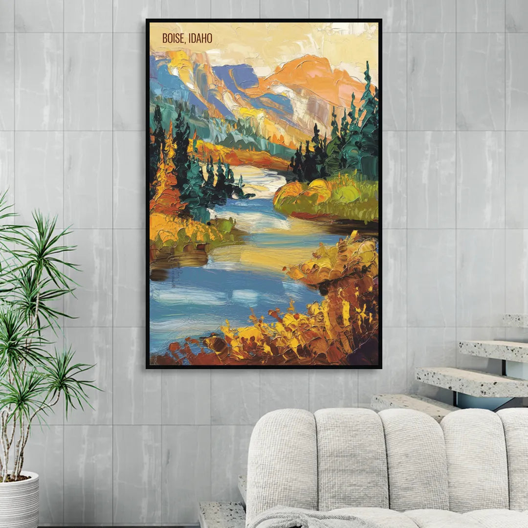 Boise Nature Escape Living Room - Black Canvas Wall Art