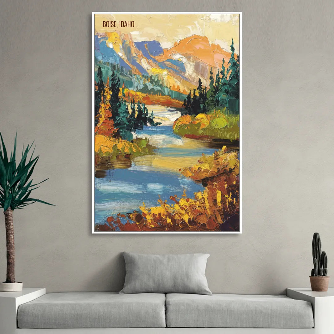 Boise Nature Escape Sitting Room - White Canvas Wall Art