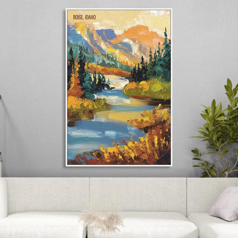 Boise Nature Escape Living Room - White Canvas Wall Art