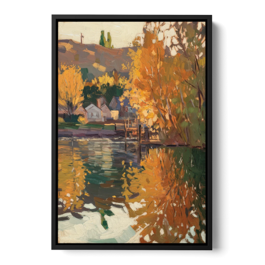 Boise Riverfront Scene - Black Framed Canvas Wall Art - Front