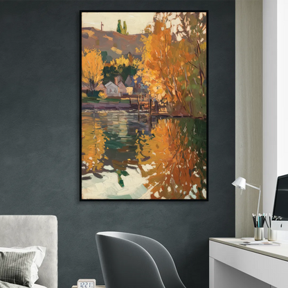 Boise Riverfront Scene Sitting Room - Black Canvas Wall Art