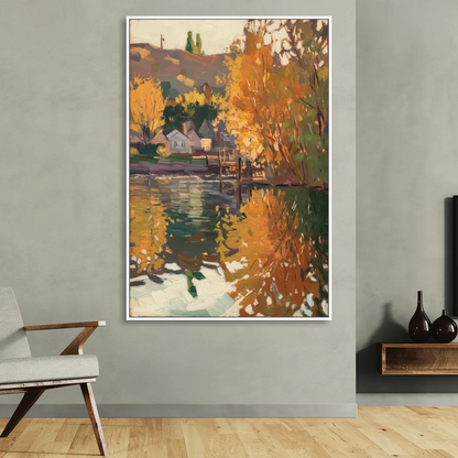 Boise Riverfront Scene Sitting Room - White Canvas Wall Art