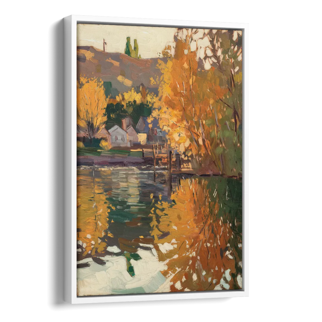 Boise Riverfront Scene Side - White Canvas Wall Art