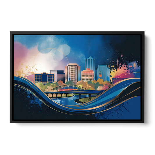 Boise State Skyline - Black Framed Canvas Wall Art - Front
