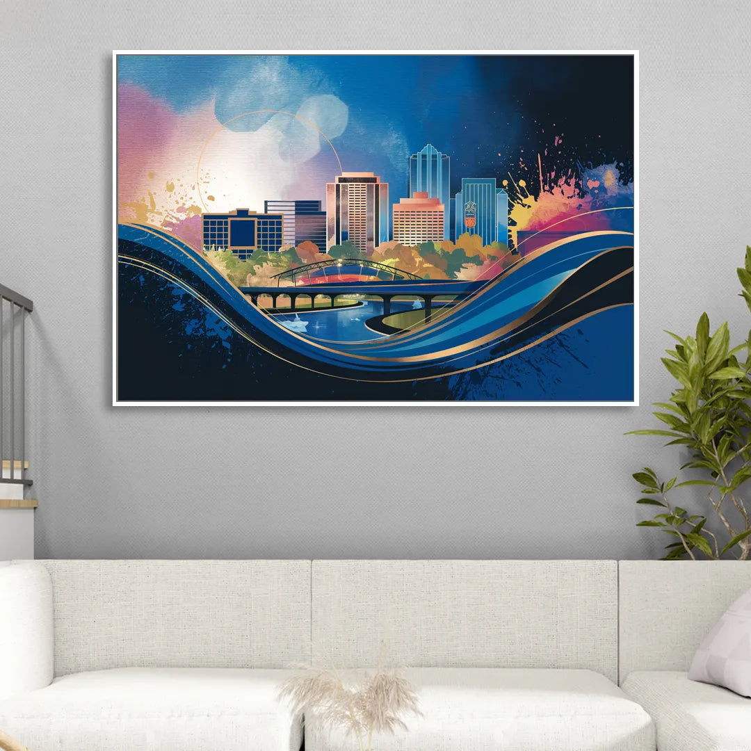 Boise State Skyline Sitting Room - White Canvas Wall Art