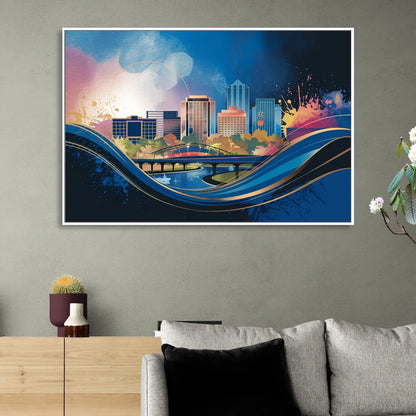 Boise State Skyline Living Room - White Canvas Wall Art