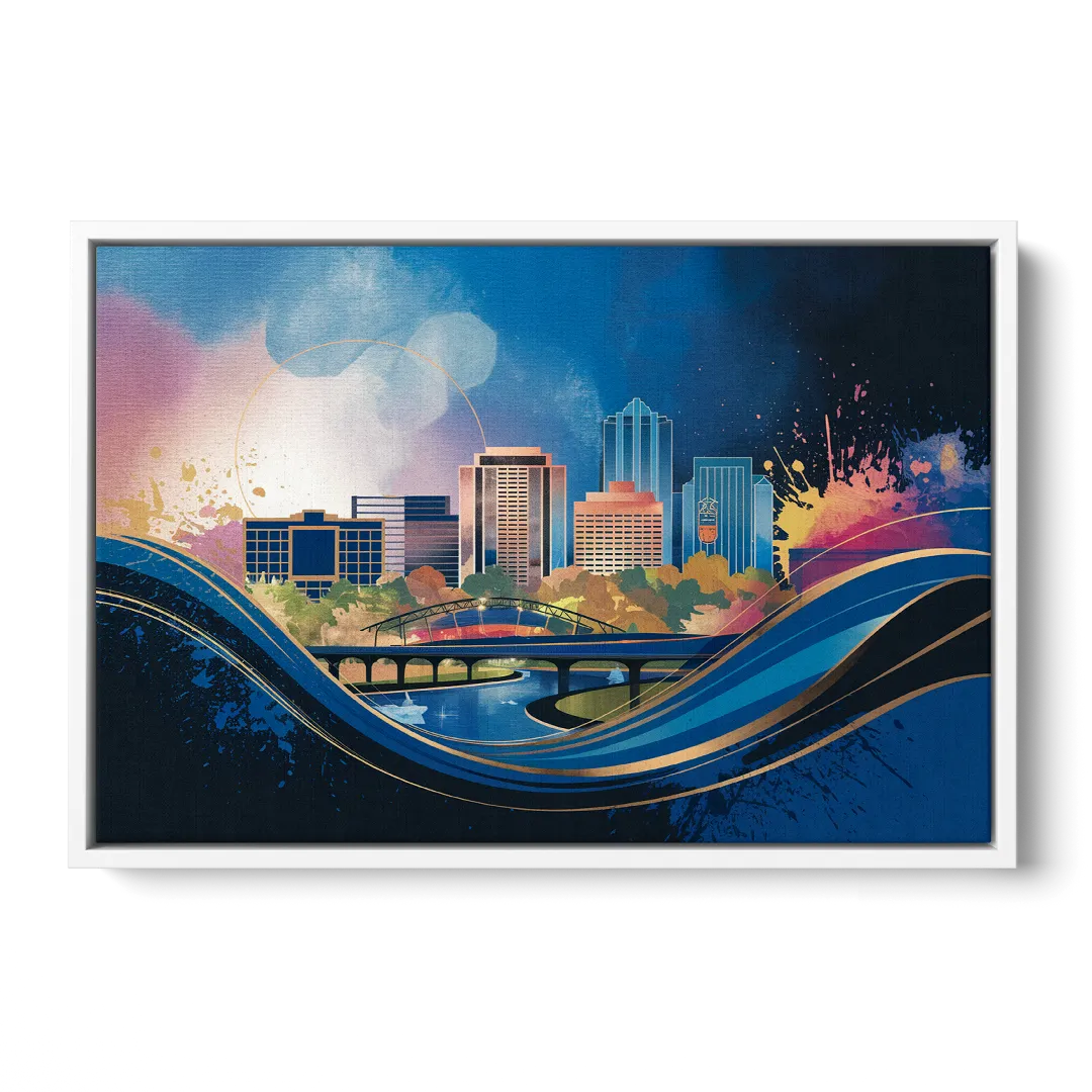 Boise State Skyline Front - White Canvas Wall Art