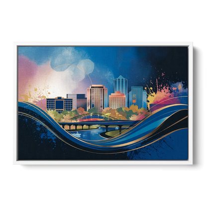 Boise State Skyline Front - White Canvas Wall Art