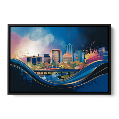 Boise State Skyline Front - Black Canvas Wall Art