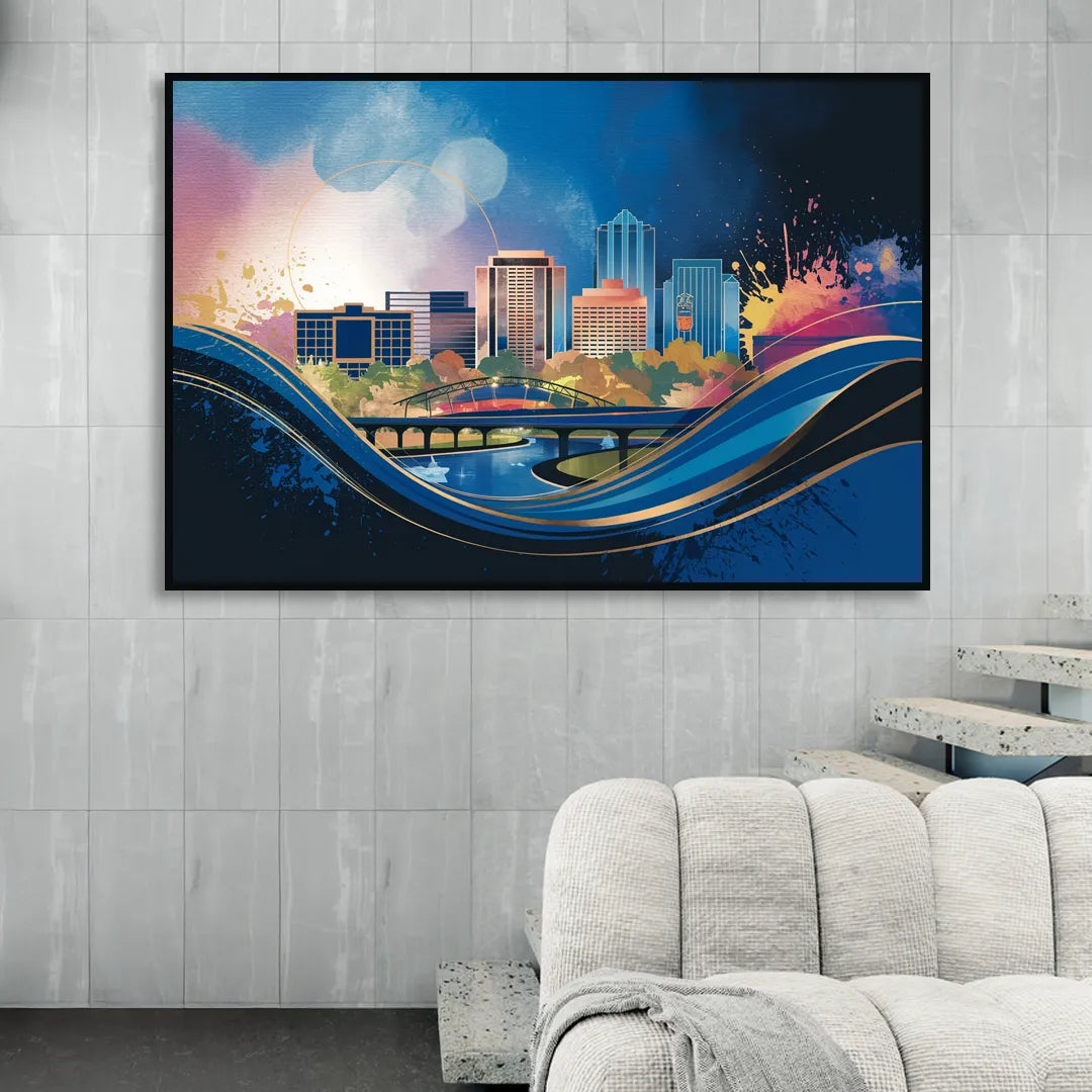 Boise State Skyline Sitting Room - Black Canvas Wall Art