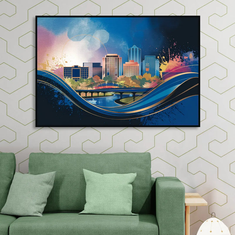 Boise State Skyline Living Room - Black Canvas Wall Art