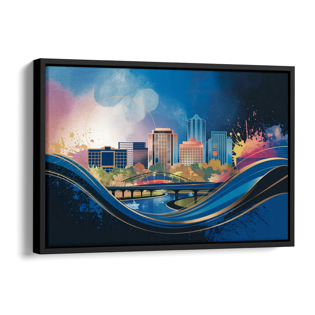 Boise State Skyline Side - Black Canvas Wall Art