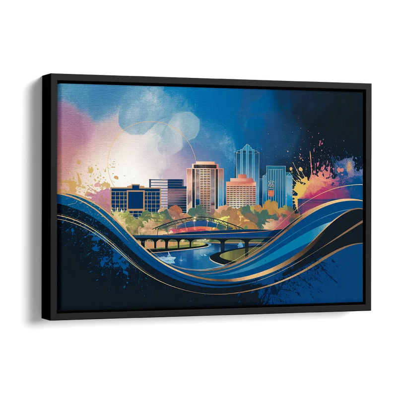 Boise State Skyline Side - Black Canvas Wall Art