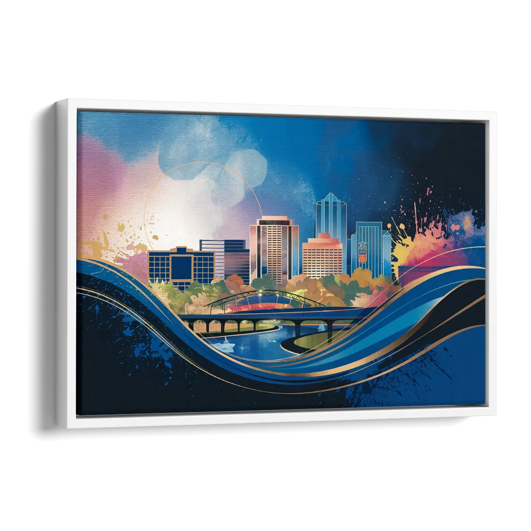 Boise State Skyline Side - White Canvas Wall Art