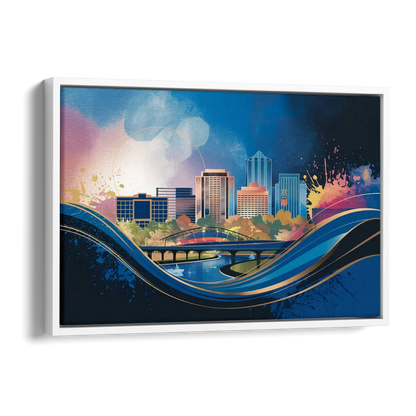 Boise State Skyline Side - White Canvas Wall Art