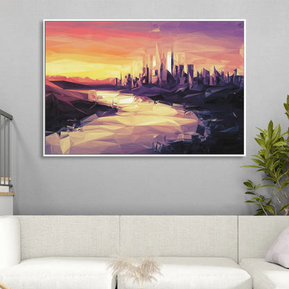 Boise Sunset Serenity Living Room - White Canvas Wall Art