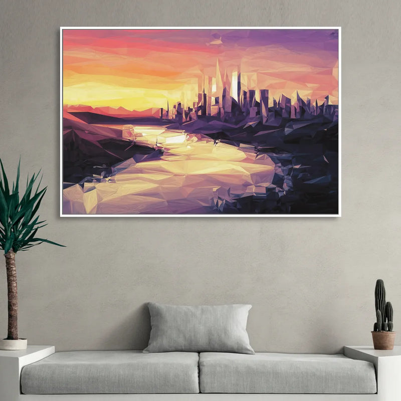 Boise Sunset Serenity Sitting Room - White Canvas Wall Art