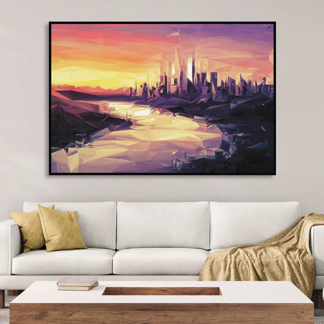 Boise Sunset Serenity Sitting Room - Black Canvas Wall Art