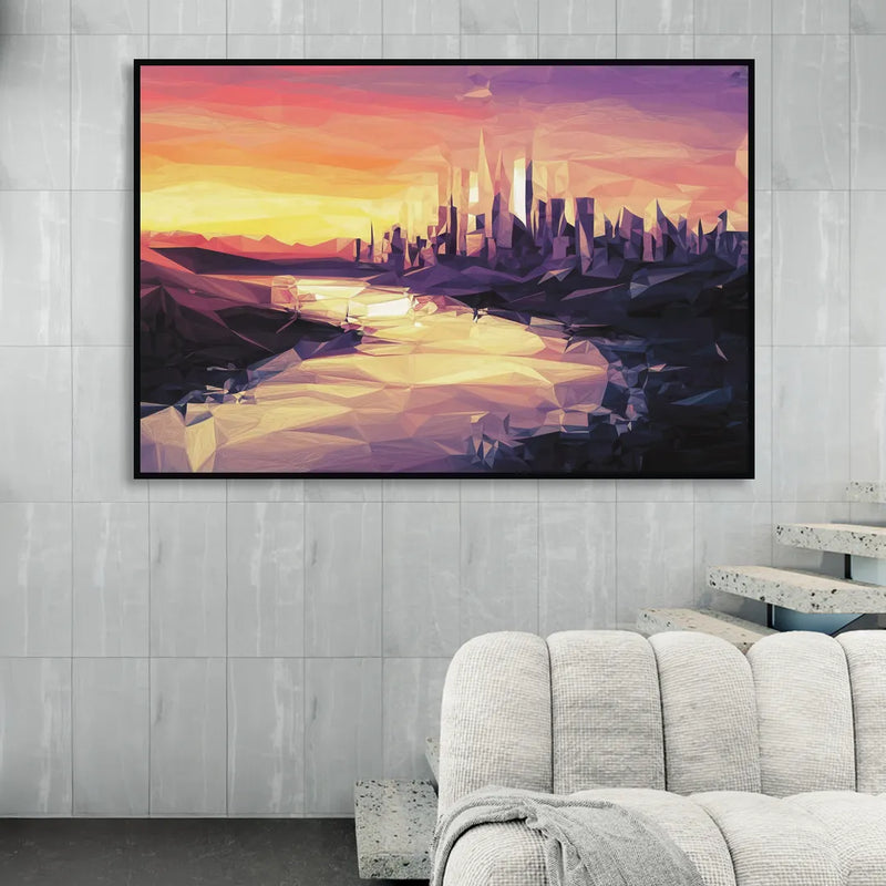 Boise Sunset Serenity Living Room - Black Canvas Wall Art