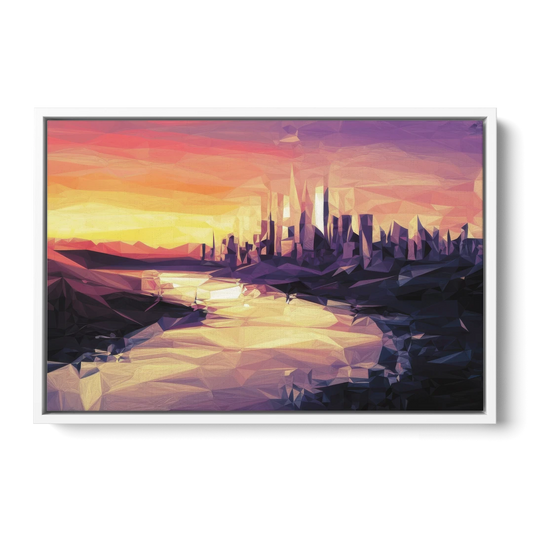 Boise Sunset Serenity - White Framed Canvas Wall Art - Front