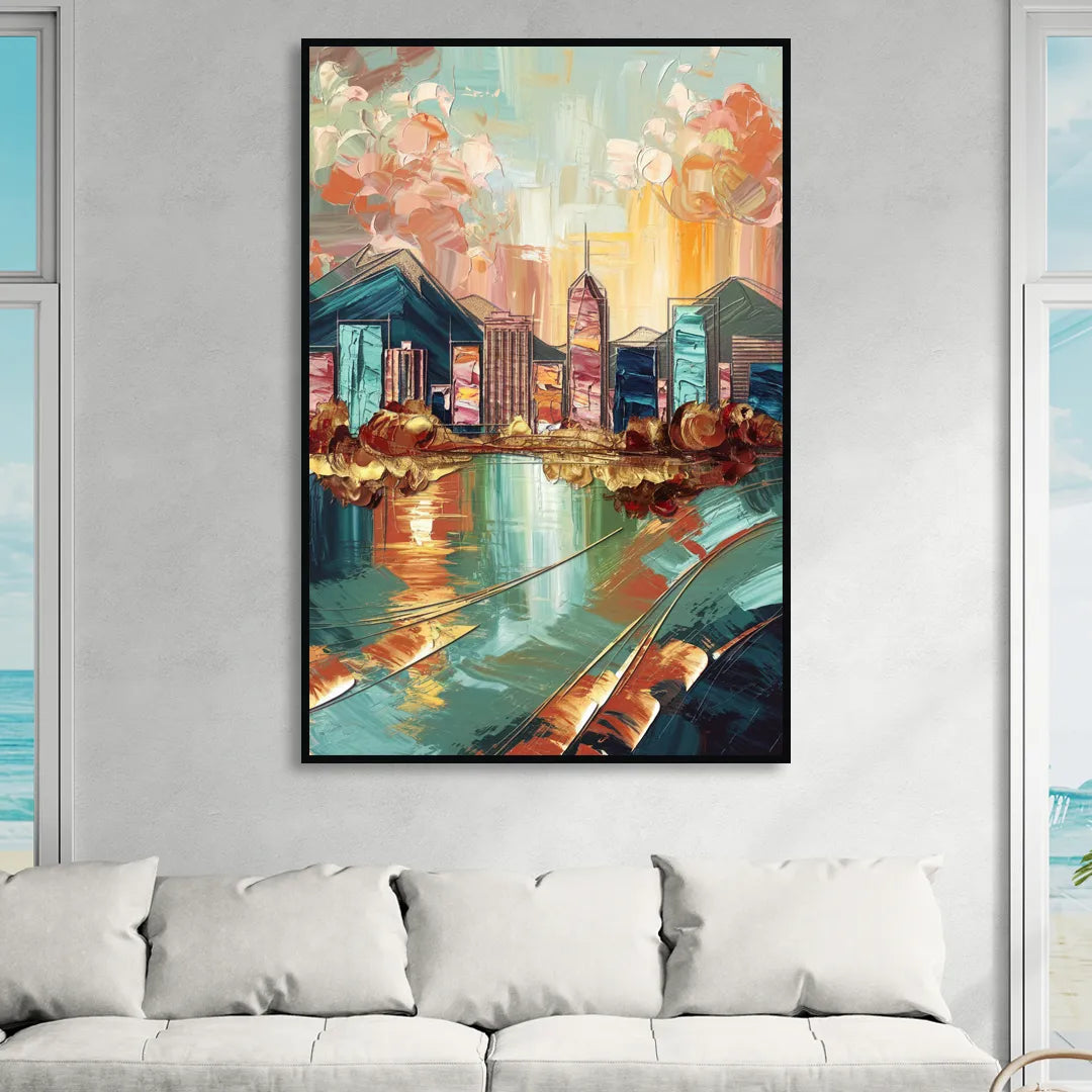 Boise Urban Elegance Sitting Room - Black Canvas Wall Art