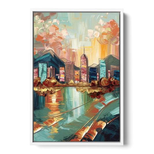 Boise Urban Elegance - White Framed Canvas Wall Art - Front