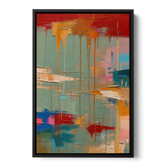 Bold Abstract Cardinal Drip Curtain - Black Framed Canvas Wall Art - Front