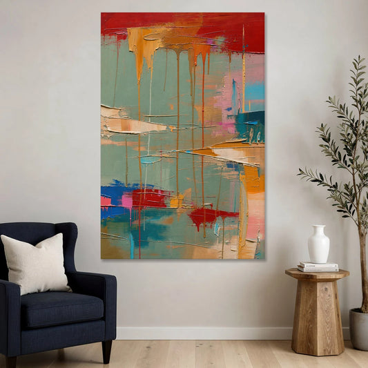 Bold Abstract Cardinal Drip Curtain - Canvas Wall Art - Sofa - 40x60