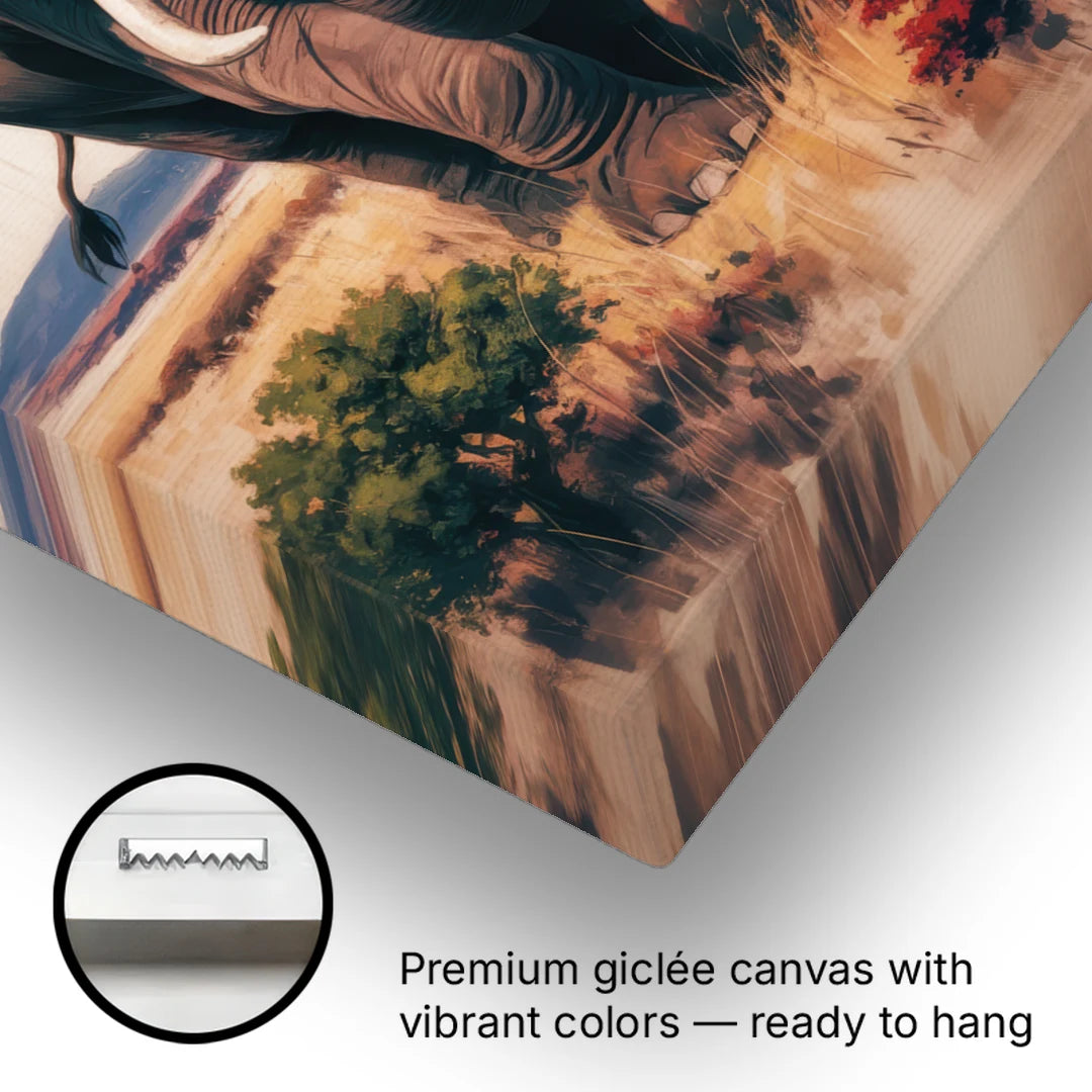 Bold Elephant Majesty - Canvas Wall Art - Gallery Wrap Corner